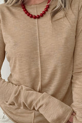 White Crew Neck Long-Sleeve Layering Knit Top