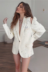 Relaxed Fit Hollow Print Blazer
