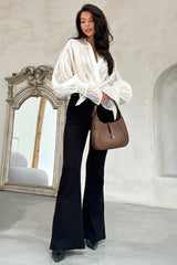 Vintage Satin Lantern Sleeve Blouse