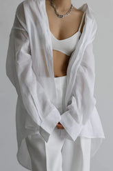 Vintage High-End Collared Loose Fit White Blouse