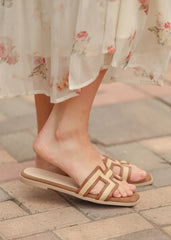 Ena Brown Cutout Raffia Slide