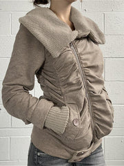 Pleated Lapel Knit Jacket Coat