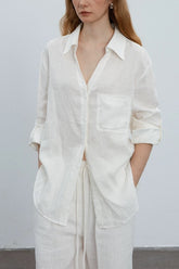 Minimalist Casual Vibe Linen Loose-fit Blouse
