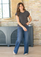 Birdie Striped Cap Sleeve Sweater