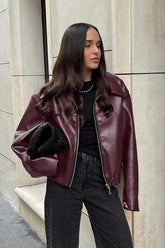 Matte Burgundy Leather Jacket