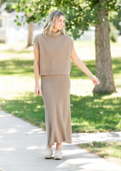 Dark Taupe Ribbed Turtleneck Vest - FINAL SALE