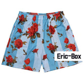 Red Rose Blue Mesh Shorts