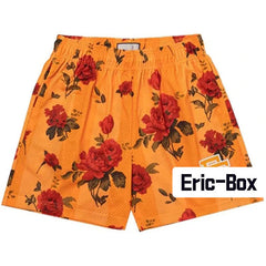 Red Rose Yellow Mesh Shorts