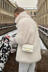 Eco Faux Fur Solid Chic Cropped Coat