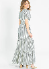 Eden Black Stripe Smocked Waist Maxi Dress - FINAL SALE