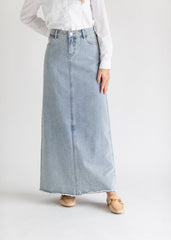 Elisha Light Wash Long Denim Skirt - FINAL SALE