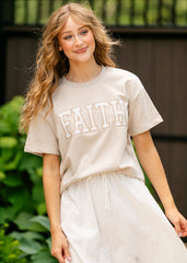 Eyelet Detail Faith Tee - FINAL SALE