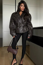 Fitted Faux Leather Short Jacket
