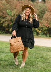 Long Sleeve Gauze Tiered Midi Dress - FINAL SALE