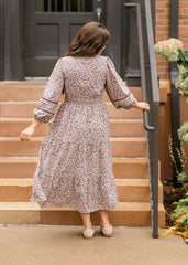 Maroon Floral 3/4 Sleeve Dress - FINAL SALE