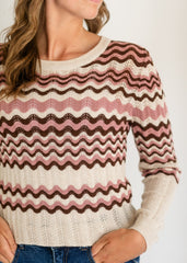 Pointelle Knit Crewneck Sweater - FINAL SALE