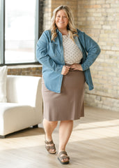 Quinn Deep Taupe Knit Midi Skirt