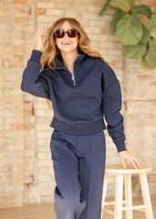 Seanni Soft Knit Quarter Zip Top