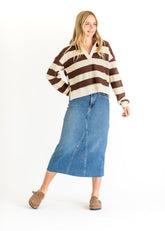 Shelley Wide Stripe Collared Knit Top - FINAL SALE