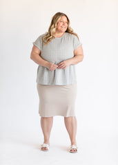 Short Sleeve Blue Peplum Top - FINAL SALE