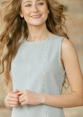 Sleeveless Pinstripe Midi Dress