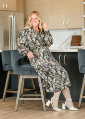 Snakeskin Open Collar Shirt Dress - FINAL SALE