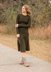 Soft Knit Long Sleeve Midi Dress - FINAL SALE