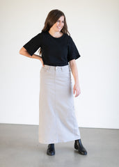Stella Stone Gray Long Denim Maxi Skirt - FINAL SALE
