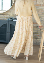 Tie Waist Tiered Floral Maxi Skirt