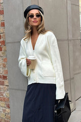 Vintage V Neck Loose Knit Cardigan Sweater