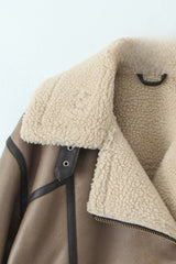 Vintage Patchwork Faux Suede Lapel Long Coat