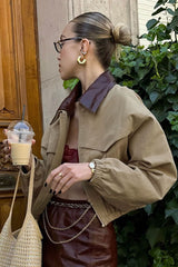 Contrast Color Loose Fit Jacket