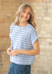 Striped Rib Knit Dolman Top