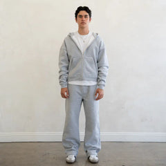 600 GSM 'Heather Grey' Zip-Up Hoodie