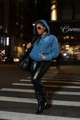 Street Style Washed Denim Hoodie