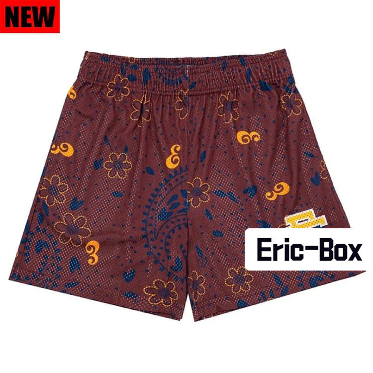 Red Brown Paisley Mesh Shorts