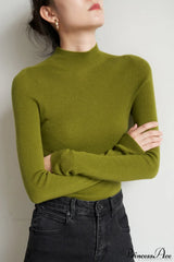 CorpCore Seamless Mock Neck Wool Knit Top