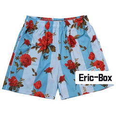 Red Rose Blue Mesh Shorts