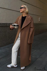 Double Faced Wool Raglan Sleeve Loose Overcoat