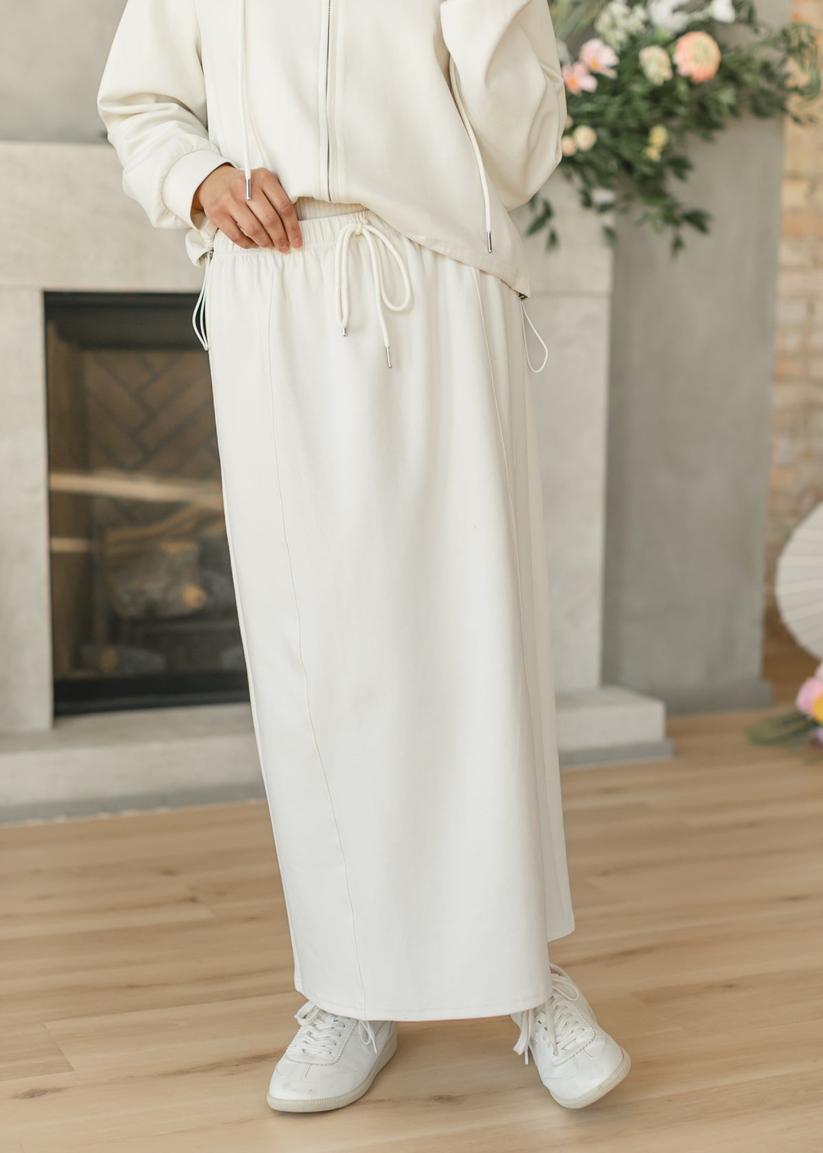Drawstring Maxi Sweatshirt Skirt - FINAL SALE