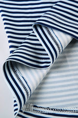 Basic Crew Neck Backless Striped Fitted Knit Blouse