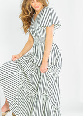 Eden Black Stripe Smocked Waist Maxi Dress - FINAL SALE