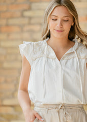 Evie Cap Sleeve Button Up Top - FINAL SALE