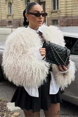 Faux Fur Short Warm Long-Sleeve Street Coat