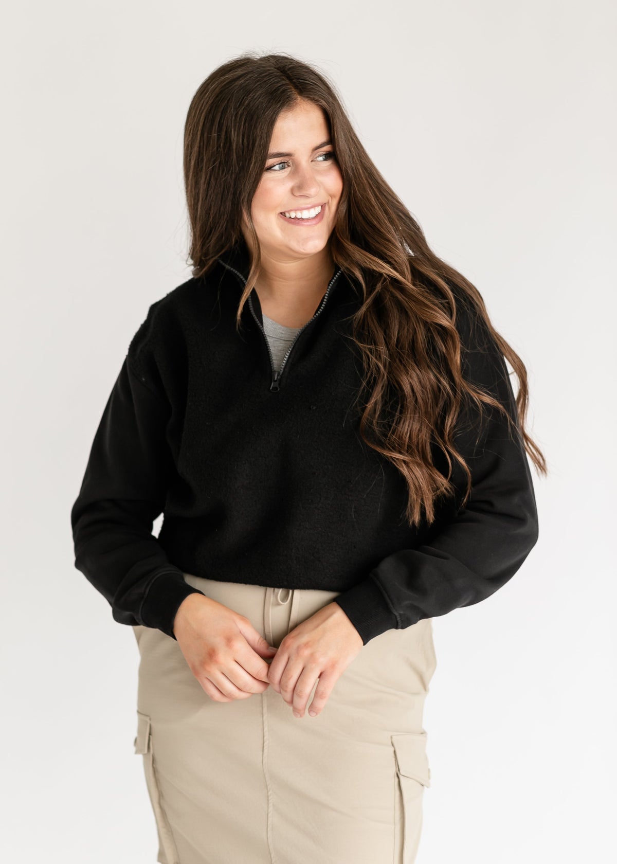 Fleece Half Zip Pullover Sweatshirt - FINAL SALE