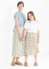 Floral Print Pleated Button Front Midi Skirt - FINAL SALE
