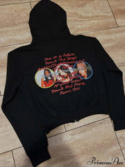Goth Rock Character Print Loose Hoodie