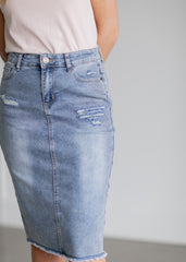 Hadley High Rise Denim Midi Skirt - FINAL SALE