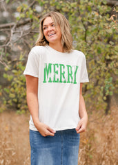 Merry Relaxed Fit Crewneck Graphic Tee - FINAL SALE