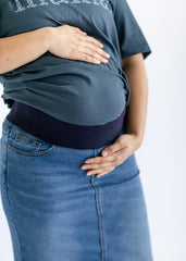 Morgan Maternity Distressed Raw Hem Long Denim Skirt - FINAL SALE